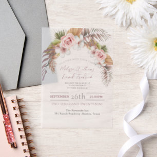 Invitations En Vélin Tropical Palm Leaf Botanical Boho Chic Mariage