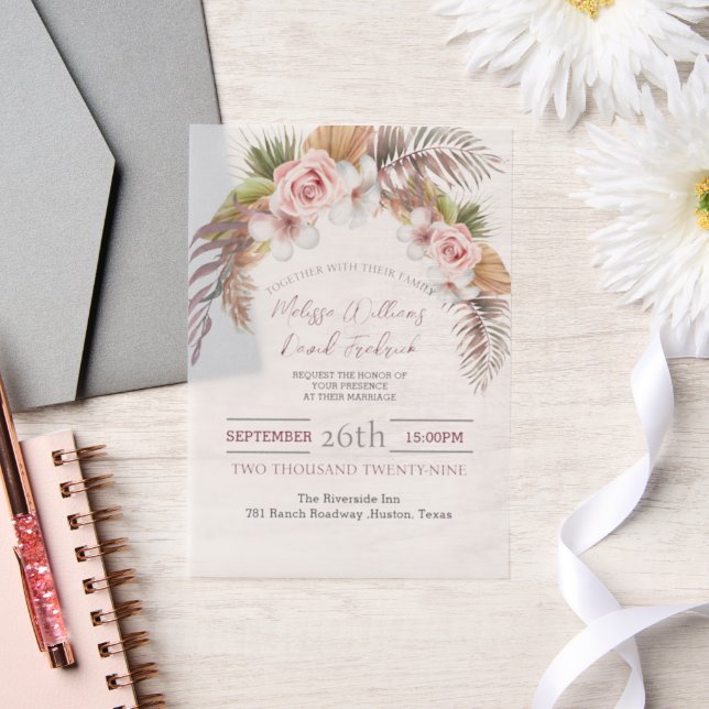 Invitations En Vélin Tropical Palm Leaf Botanical Boho Chic Mariage (Mariage)