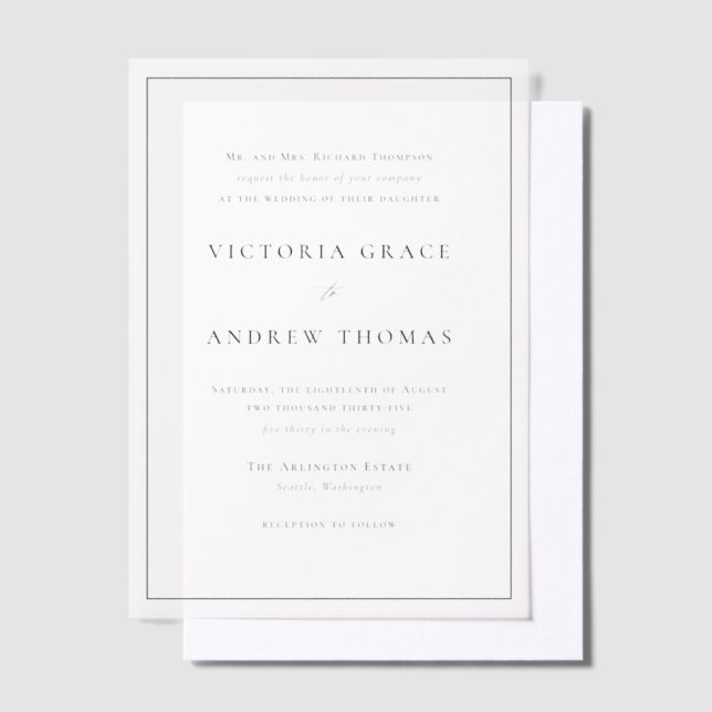 Invitations En Vélin Typographie simple or Mariage officiel (Compenser)
