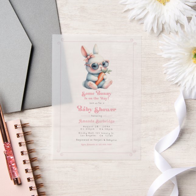 Invitations En Vélin Un lapin est en chemin Baby shower (Mariage)