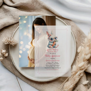 Invitations En Vélin Un petit lapin est en route Baby Shower