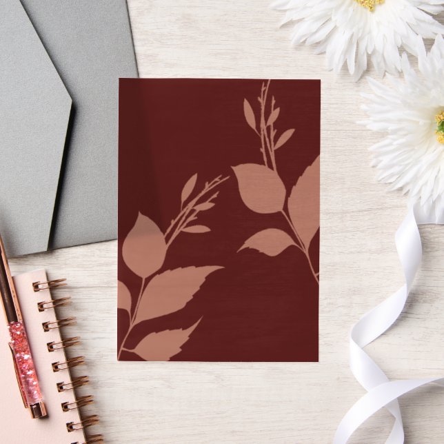 Invitations En Vélin Velin de Bourgogne avec Feuilles (Mariage)