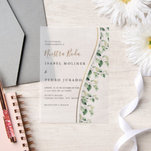 Invitations En Vélin Verdure Floral Nuestra Boda Mariage espagnol