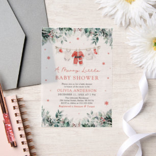 Invitations En Vélin Vêtements de Noël Un joyeux petit Baby shower