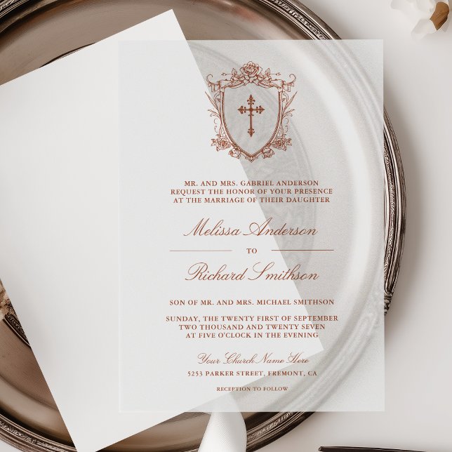 Invitations En Vélin Victorian Terracotta Mariage catholique (Créateur téléchargé)