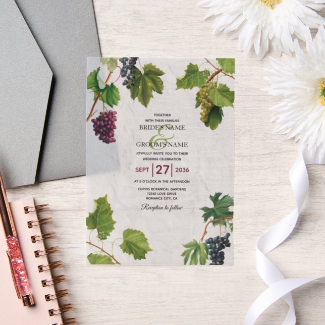 Invitations En Vélin Vignoble de raisins Méditerranée Grec Mariage (Mariage)