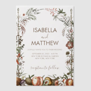 Invitations En Vélin Vintage champignon fleur sauvage faircore fleuri b