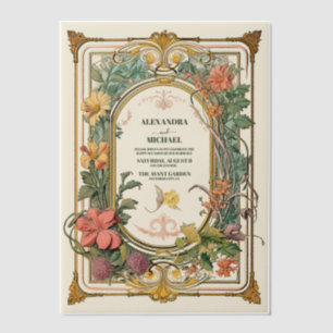 Invitations En Vélin Vintage Floral Art Nouveau Mariage