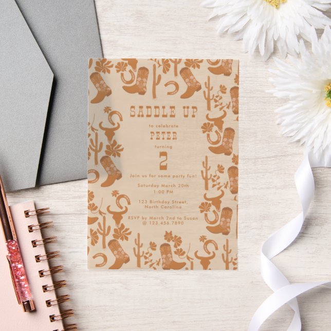 Invitations En Vélin Western Country Cowboy Bottes Saddup Anniversaire (Mariage)