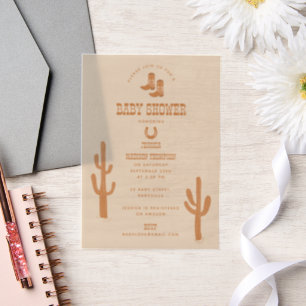 Invitations En Vélin Western Earth Tone Country Baby Boots douche