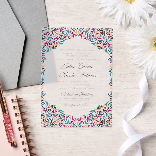 Invitations En Vélin Whimsical Luxury ivoire Floral Style Mariage front (Mariage)