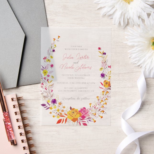 Invitations En Vélin Wild Wreath Belle automne Fleurs Simple Mariage (Mariage)