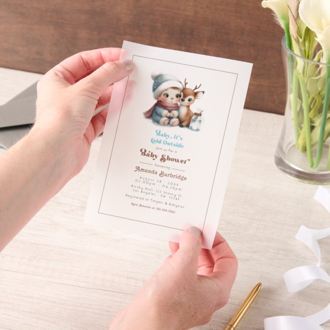 Invitations En Vélin Woodland Winter Baby It’s Cold OutBaby shower (Ordinateur de poche)