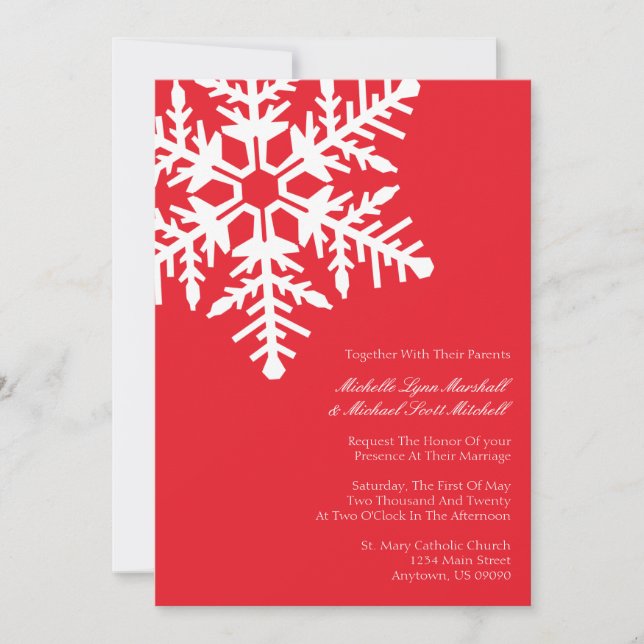 Invitations enormes de mariage de flocon de neige (Devant)