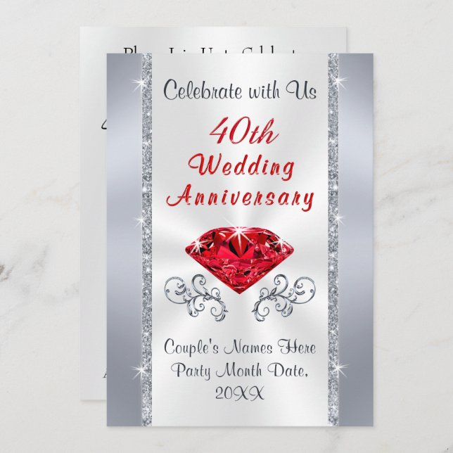 Invitations étonnantes du 40e anniversaire du Mari (Devant / Derrière)