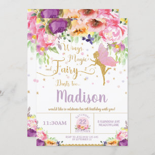 Invitations Fairy Birthday Invitations Purple Flor