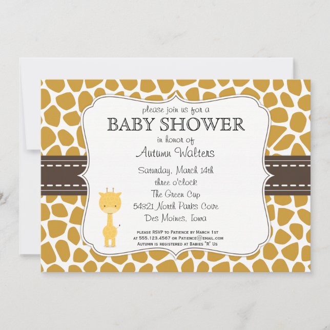 Invitations faites sur commande de baby shower de (Devant)