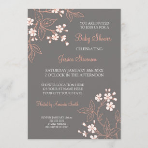 Invitations faites sur commande florales grises de