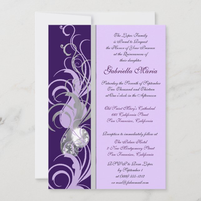 Invitations faites sur commande pourpres et (Devant)