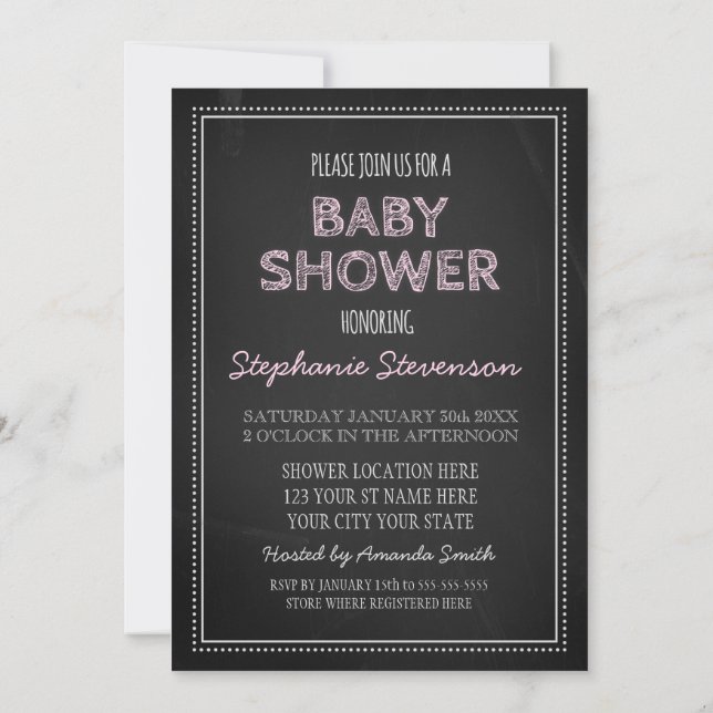 Invitations faites sur commande roses de baby (Dos)