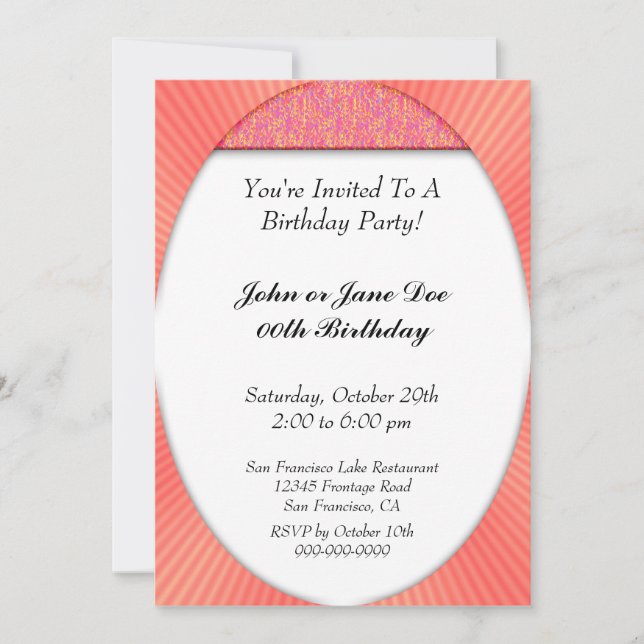 Invitations faits sur commande de fête (Devant)