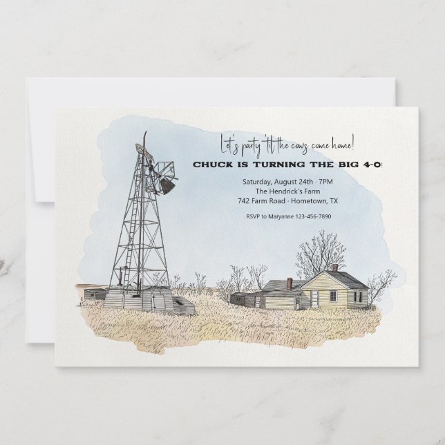 Invitations Farmhouse Party (Devant)