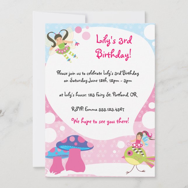 Invitations féeriques d'anniversaire (Devant)