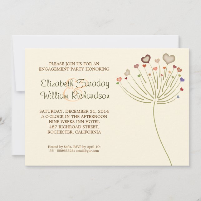 invitations fiançailles modernes mignonnes (Devant)