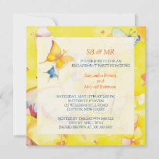 Invitations Fiançailles: Papillons colorés