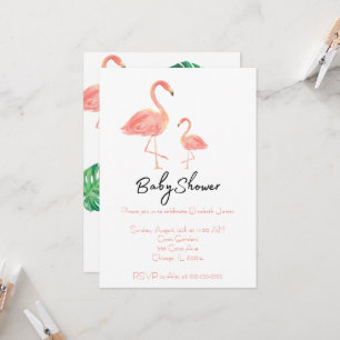 Invitations Flamant rose Baby shower