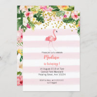 Invitations flamingo de premier anniversaire