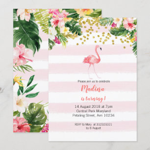 Invitations flamingo de premier anniversaire