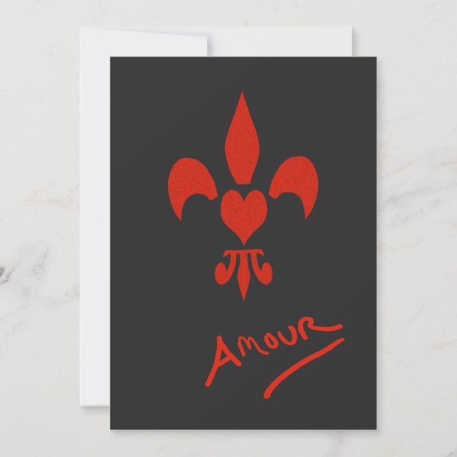 Invitations Fleur de Lis Heart Amour Party (Devant)