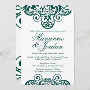 Invitations fleuries brillantes de mariage de vert