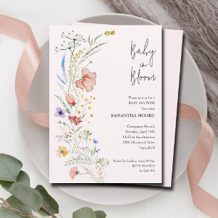 Invitations fleurs sauvages Baby Girl Douche