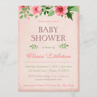 Invitations Floral Baby Douche - Douche Florale