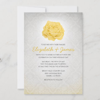Invitations Floral Gold Mariage damassé à la mode