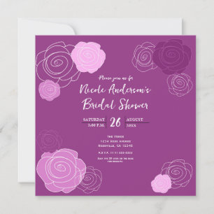 Invitations Floral Mauve Violet Douche nuptiale