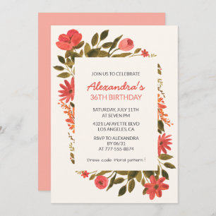 Invitations florales 36e anniversaire Boho Elegant