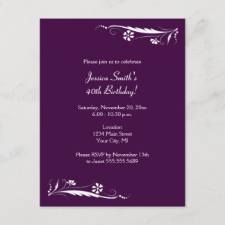 Invitations florales à la fête d'anniversaire dans