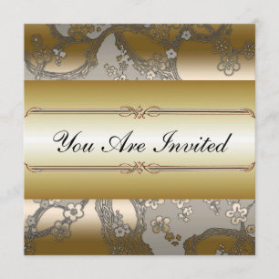 Invitations florales asiatiques Gold et Silver Par