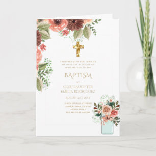 Invitations florales BAPTISM de 4 pg - Programme