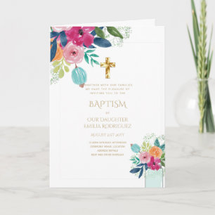 Invitations florales BAPTISM de 4 pg - Programme