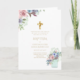 Invitations florales BAPTISM de 4 pg - Programme