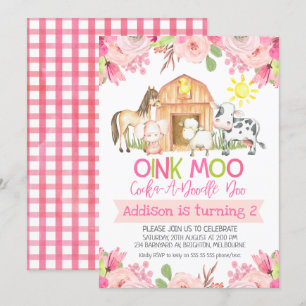 Invitations florales d'anniversaire d'animaux de