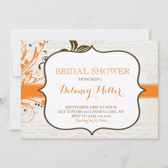Invitations Florales de douche nuptiale automne (Devant)