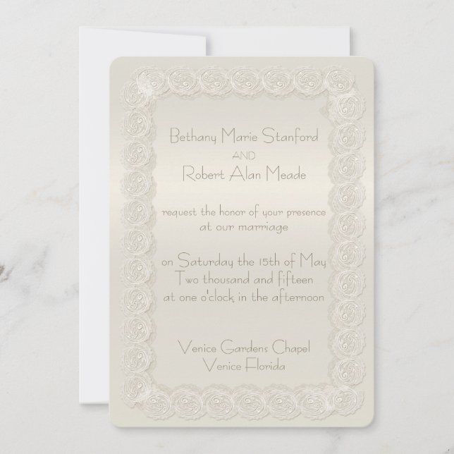 Invitations florales de mariage de dentelle ene (Devant)