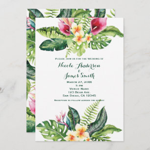 Invitations florales de mariage de feuille