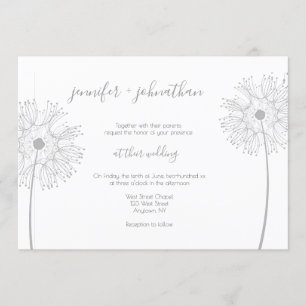 Invitations florales de mariage de pissenlit