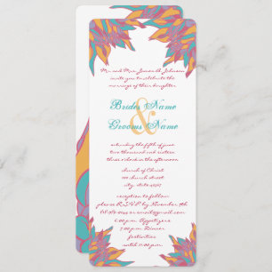 Invitations florales de Mariage rose Turquoise
